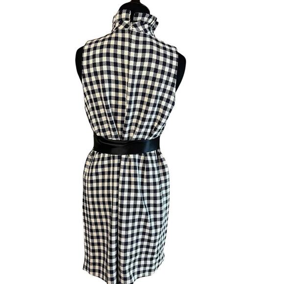 Mother of Pearl checkered tweed gingham mock neck top with side slits sz 4 - Picture 5 of 10